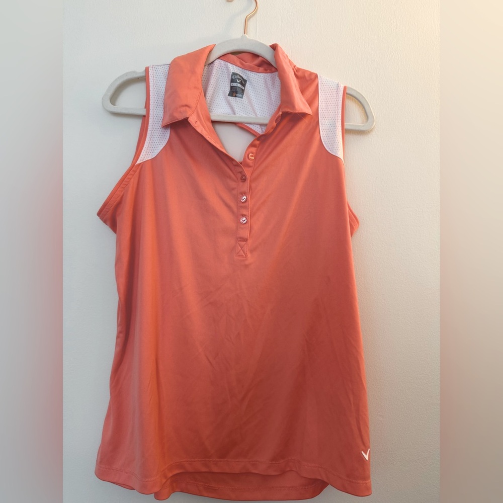 Callaway Orange Sleeveless Polo Tank Top
